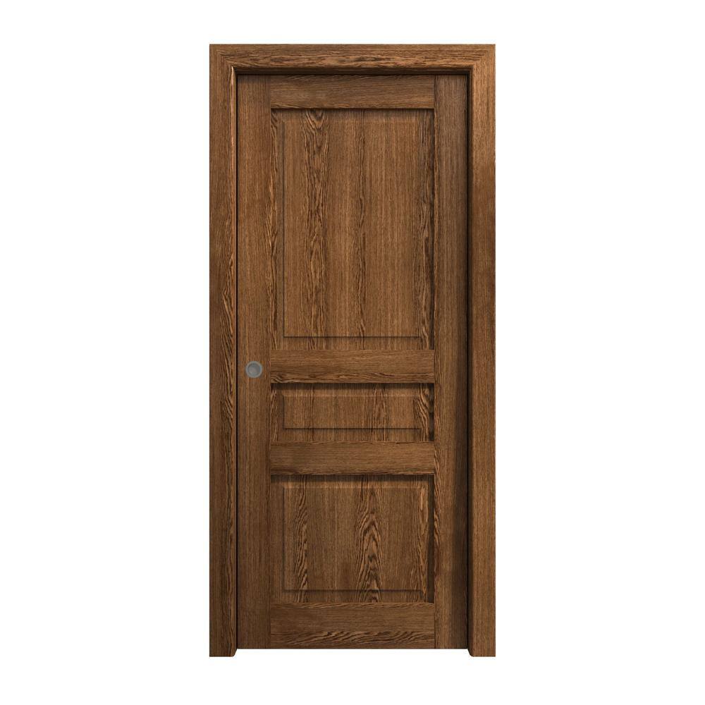 Assemble Required 24 in. x 84 in. Cognac Oak Solid Wood Pocket Door with Hardware price history on PriceWatchPro