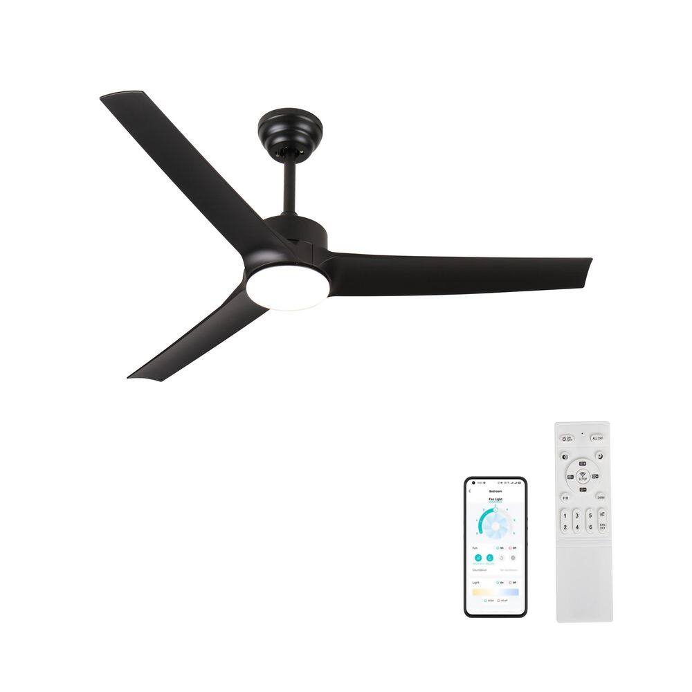 52 in. Black Downrod Mount Standard Ceiling Fan with Lights and Remote Included price history on PriceWatchPro