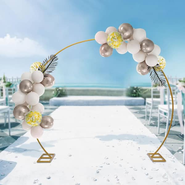 YIYIBYUS 86.6 in. x 102.4 in. Gold Metal Wedding Arch Party