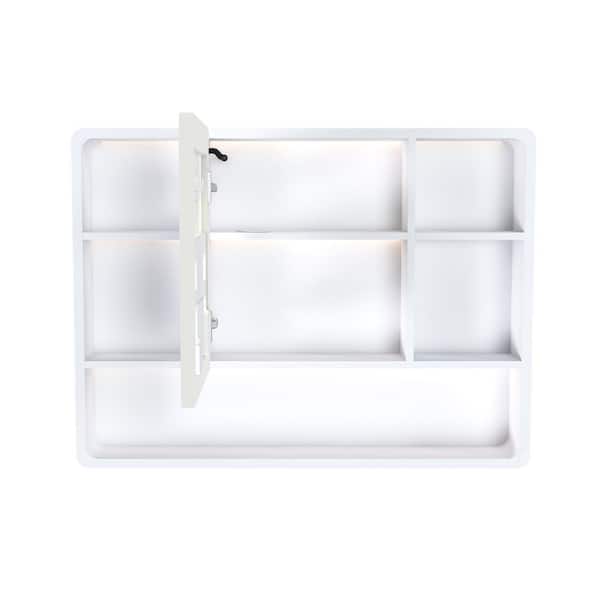 35 in. W x 28 in. H Rectangular Aluminum Medicine Cabinet with Mirror with LED lights, Defogging Function and in White