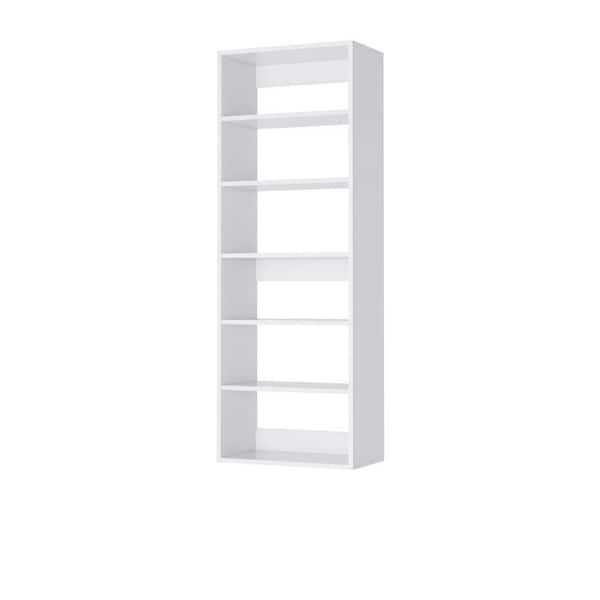 Vista Collection 31.5 in. W White Closet Kit-Shelf Closet Tower Wall Mounted 7-Shelf Wood Closet System