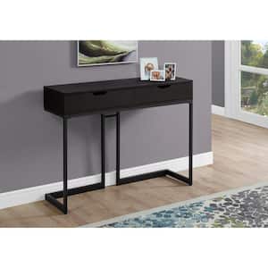 42 in. Espresso Standard Rectangle Composite Console Table with Drawers