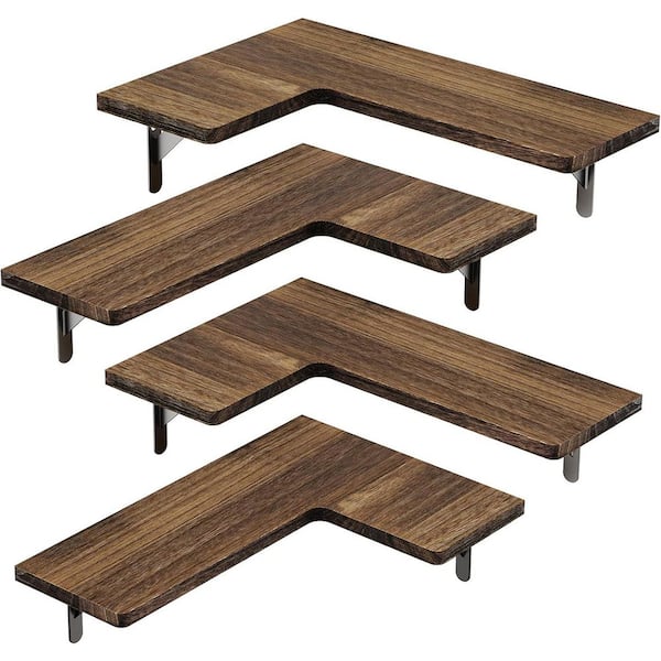 Unbranded 16.5 in. W x 5.5 in. D Brown Floating Shelves Decorative Wall Shelf, Corner Wall Shelves Set of 4