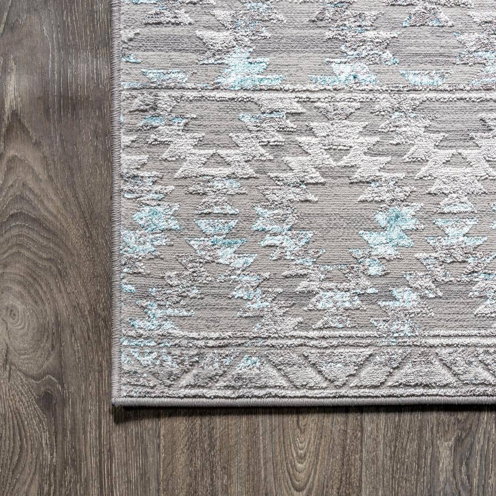 Gray and Turquoise Trellis 8' x 10' Synthetic Area Rug