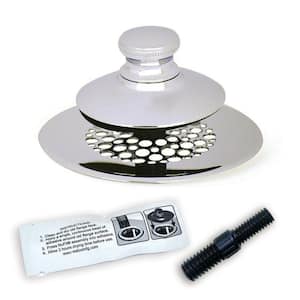 2.875 in. SimpliQuick Push Pull Bathtub Stopper, Grid Strainer Silicone and Composite Pin - Chrome
