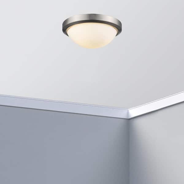 Bel Air Lighting Bliss 13 in. 1-Light Brushed Nickel Flush Mount Ceiling Light Fixture with Frosted Glass Shade