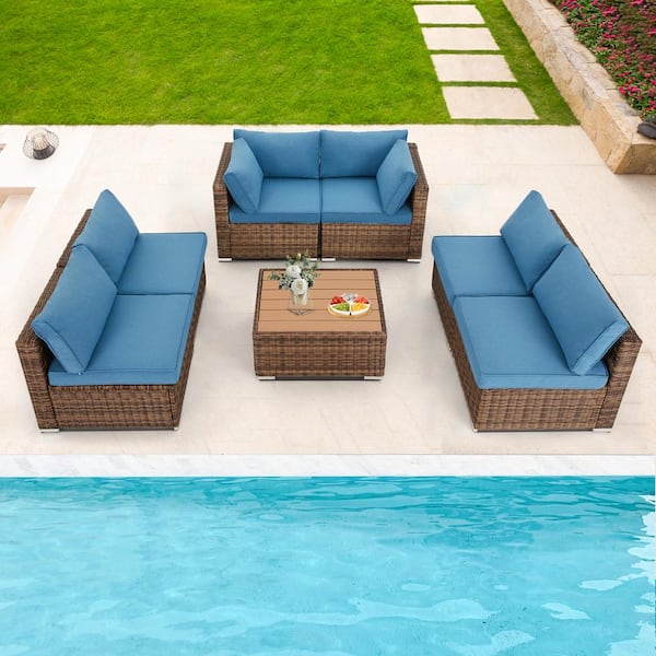 Cesicia 7Piece Wicker Outdoor Sectional Sofa Patio Furniture Lawn