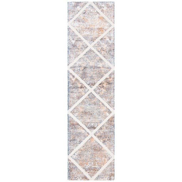 Artistry 2 ft. x 9 ft. Ivory/Gold Diamond Marle Runner Rug