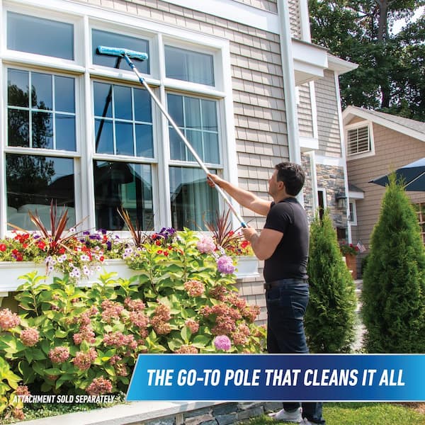 12 ft. Aluminum Telescoping Pole with Connect and Clean Locking Cone and Quick-Flip Clamps