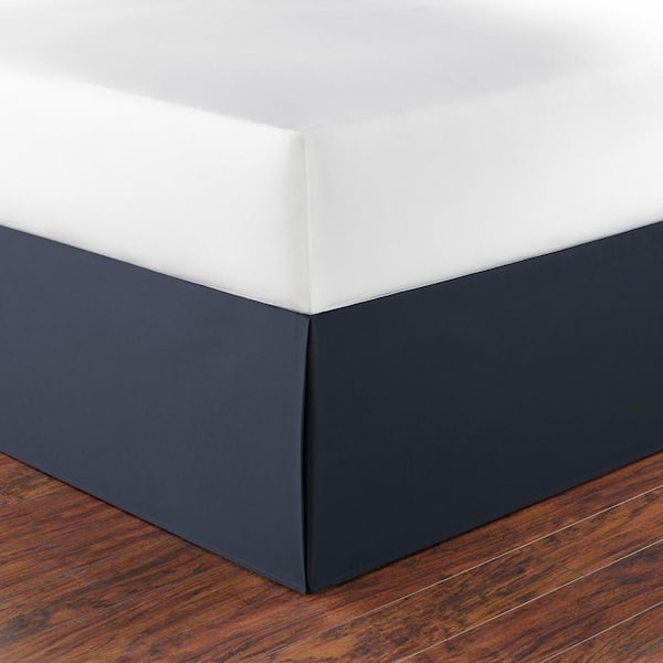 Nautica 15 in. Solid Cotton Navy Queen Drop Bedskirt