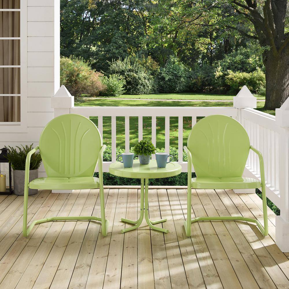 Key Lime Powder-Coated Metal 3-Piece Outdoor Conversation Set