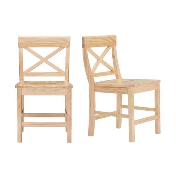StyleWell Cedarville Unfinished Wood Chair with Cross Back (Set of 2) (19.42 in. W x 31.98 in. H)