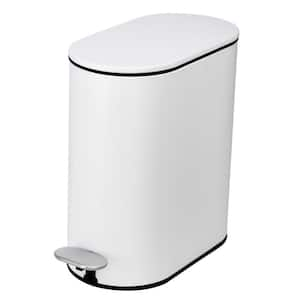 Slim Oval 5 L/1.3 Gal. Pedal Trash Bin with Soft Close Lid in Matte White