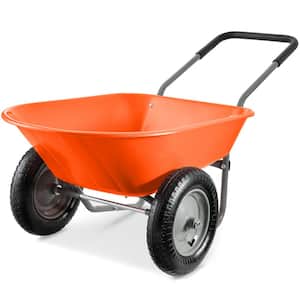 5 cu. ft. Orange Plastic Wheelbarrow with Padded Handles