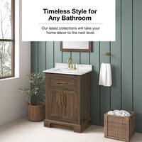 Home Decorators Collection Doveton 24 in. Single Sink Dark Walnut Bath Vanity with White Engineered Marble Top (Assembled) Doveton 24DW