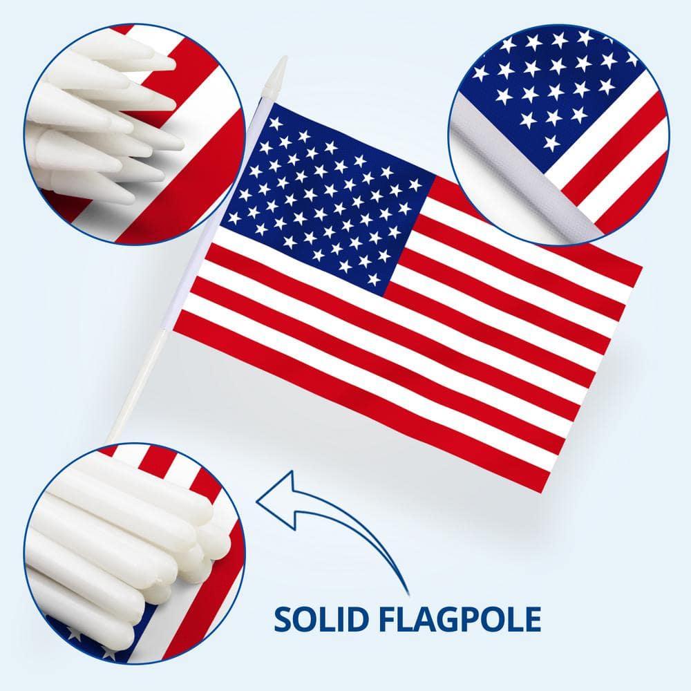 Patriotic Miniature Polyester American Flag Set with Plastic Poles
