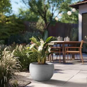 Lightweight 15 in. W. x 10.5 in. Stone Finish Extra Large Tall Round Concrete Plant Pot/Planter for Indoor and Outdoor