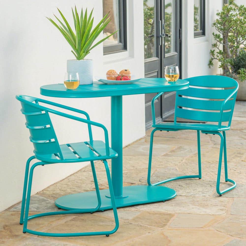 3-Piece Metal Outdoor Bistro Set, Balcony Table and Chair Set, Outdoor Leis