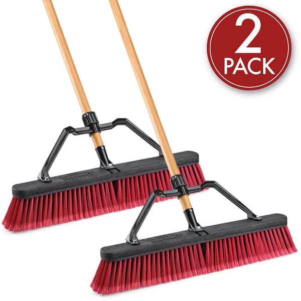 Libman 24 in. High Power Multi-Surface Industrial Grade Push Broom with Handle (2-Pack)
