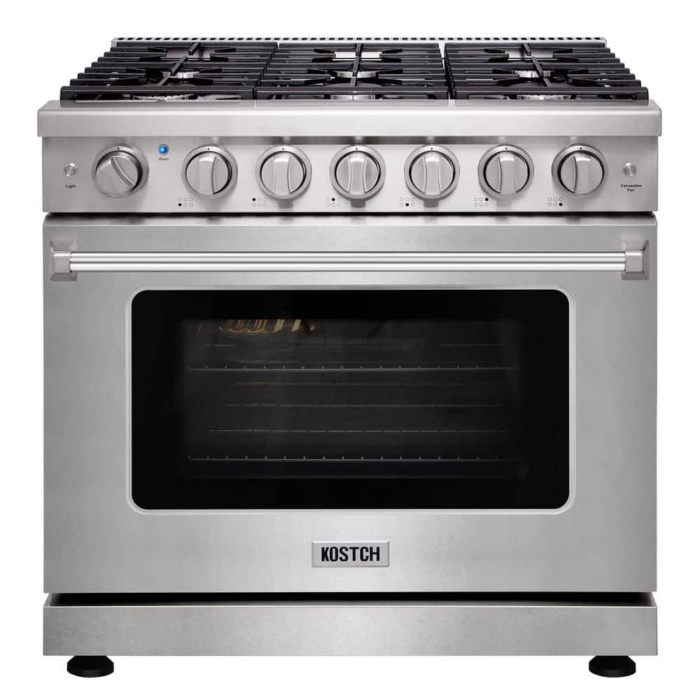 KOSTCH 36 in. 6 Burners Freestanding Natural Gas Range in Stainless ...