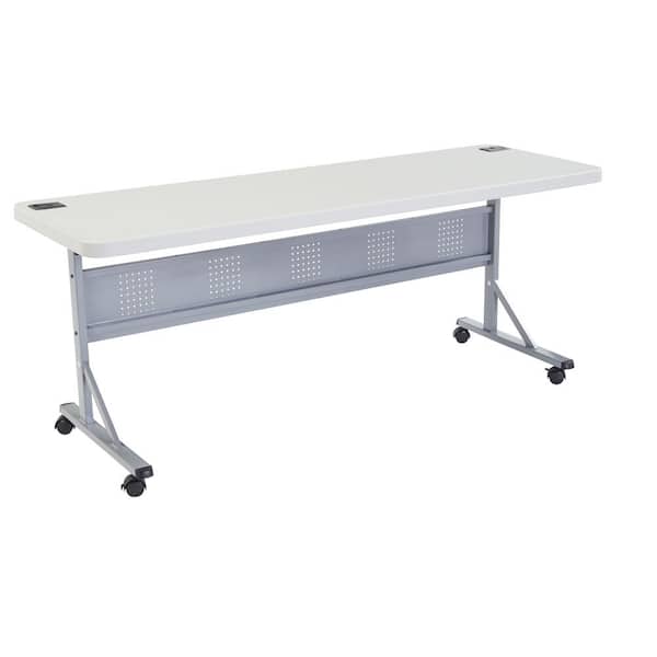 National Public Seating 72 in. Grey Plastic Smooth Surface Folding Flip-N-Store Training Table