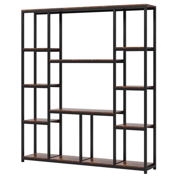 12 Shelf Etagere Bookcase With Storage, White Industrial Style Shelving