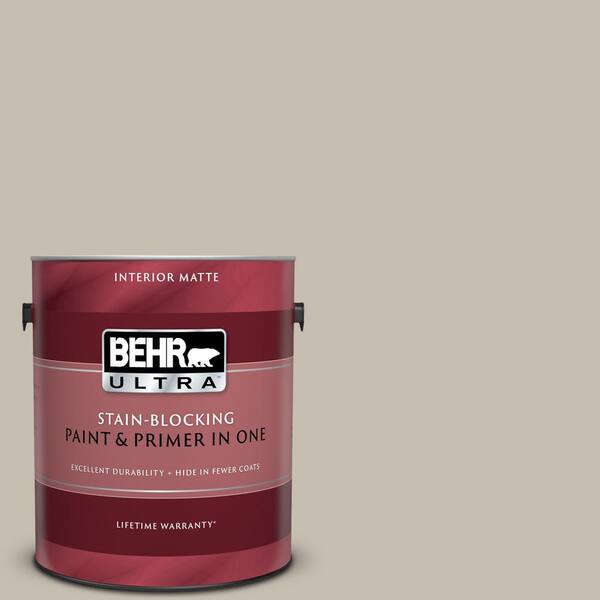 BEHR ULTRA 1 gal. #UL190-9 Fortress Stone Matte Interior Paint and Primer in One