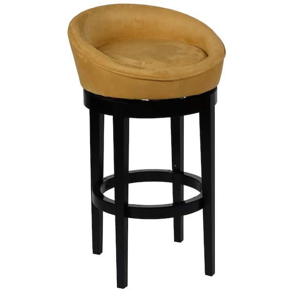 Armen Living Coco 30 in. Gray Fabric with Brushed Stainless Steel Finish and Walnut Back Swivel Bar Stool