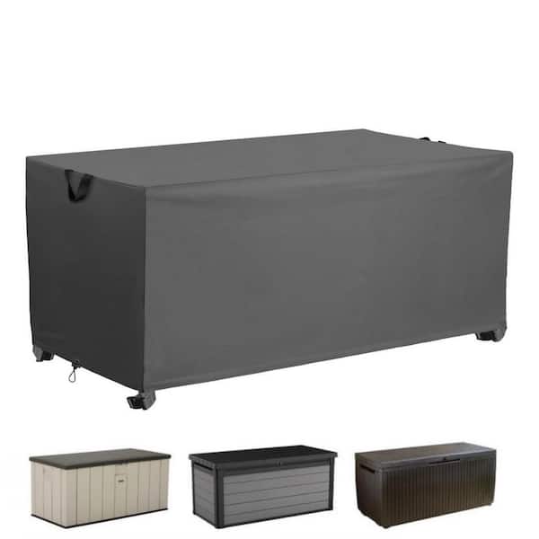 All-Weather Heavy-Duty 600D Gray Deck Box Cover - Waterproof UV-Resistant Dustproof, 52 in. x 26 in. x 26 in.