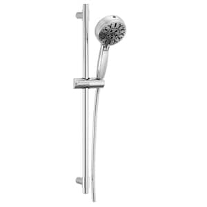 7-Spray Patterns 4.5 in. Wall Mount Handheld Shower Head 1.75 GPM with Slide Bar and Cleaning Spray in Chrome