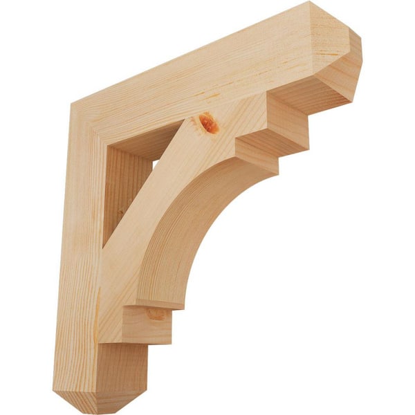 Ekena Millwork 3.5 in. x 20 in. x 20 in. Douglas Fir Merced Craftsman Smooth Bracket