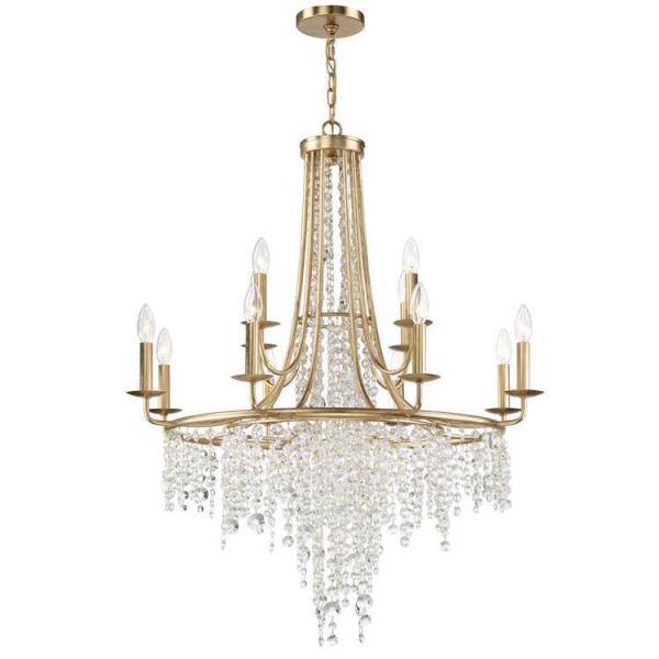 Antique Gold 12-Light Crystal Candle Chandelier