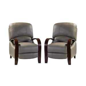 Ernesto Dove Genuine Leather with The Wooden Armrest Recliner (Set of 2)