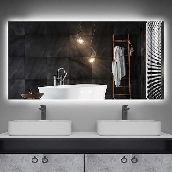 Unbranded 40 in. W x 24 in. H LED Back Light Rectangular Aluminum Frameless Wall Bathroom Vanity Mirror in Clear