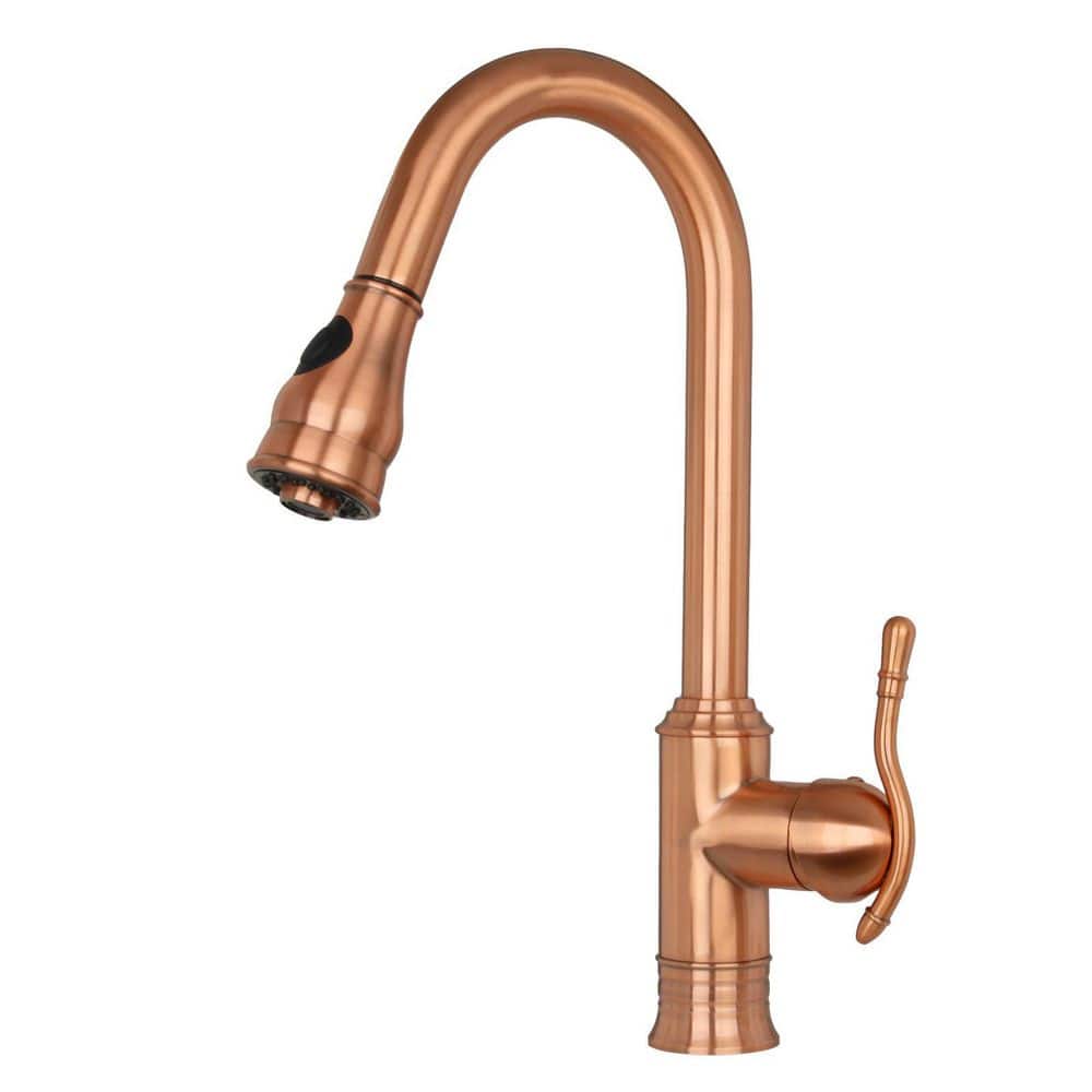 Copper Pull-Down Sprayer Kitchen Faucet with Lever Handle