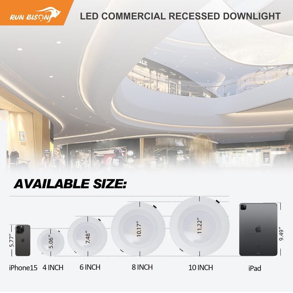 11.5" White Aluminum LED Recessed Lighting Kit, Set of 10
