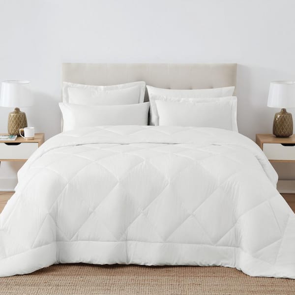 Solid Oversized Percale White Full/Queen 3 Piece Cotton Comforter Set