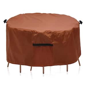 Outdoor Furniture Cover, Brown Round Patio Dining Set Cover - Dia 84 x 28 H in.