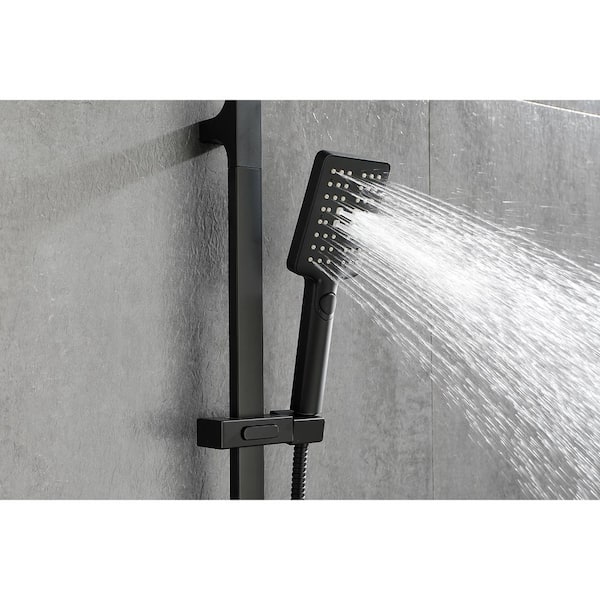 3-Spray Wall Mount Handheld Shower Head 2.5 GPM in Matte Black