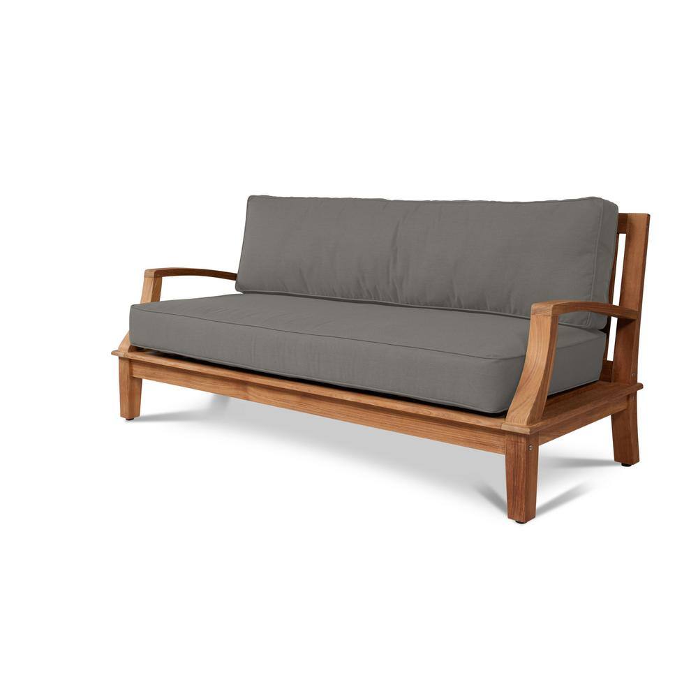Eliane Teak Outdoor Couch with Sunbrella Cushion in Charcoal CMB947CCC