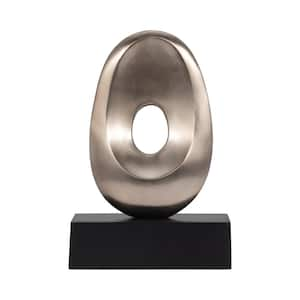 Silver/Black 12 in. x 18 in. Metal Oval Shaped Sculpture