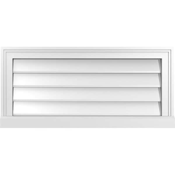 Ekena Millwork 30 in. x 14 in. Vertical Surface Mount PVC Gable Vent: Decorative with Brickmould Sill Frame