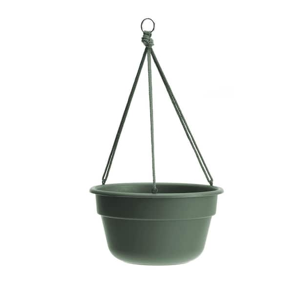 Dura Cotta 12 in. Basil Plastic Self Watering Hanging Basket Planter with Macrame Cord