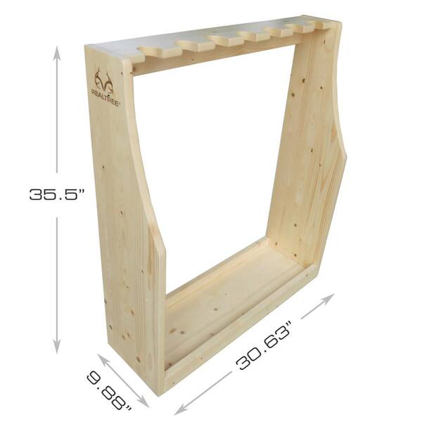 12 Gun White Oak Gun Rack With Floor Base - Red Or Black Felt - USA Made