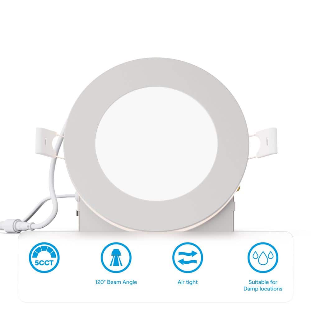 4-Inch White Aluminum Slim Recessed LED Downlight with Night Light