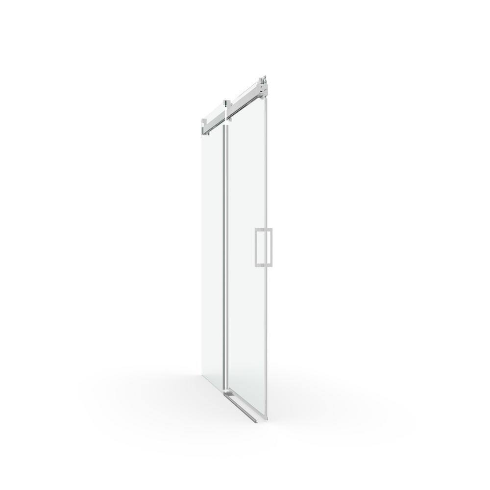 60'' W x 76'' H Brushed Nickel Frameless Sliding Shower Door with Clear Glass