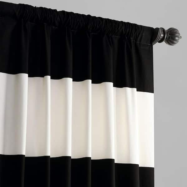 Exclusive Fabrics Furnishings Onyx, Black And White Striped Curtain