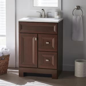 Sedgewood 24.5 in. W Configurable Bath Vanity in Cognac with Solid Surface Top in Arctic with White Sink