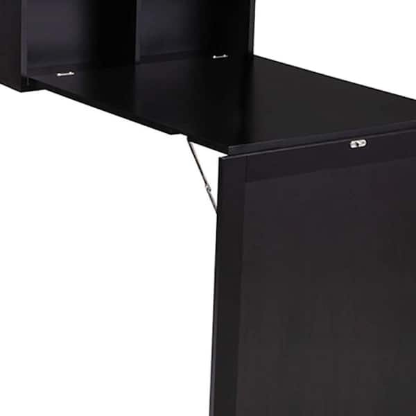 23 8 In Rectangular Black Wall Mounted Floating Desk With Built Storage Bss Cyw1 3ju - Floating Wall Mounted Desk Black