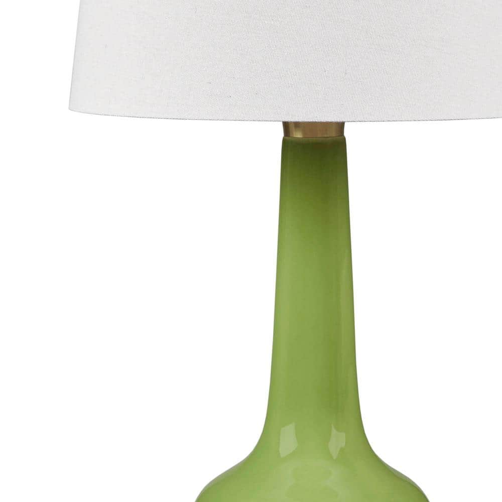 Green Ceramic Genie-Style Table Lamp with White Shade
